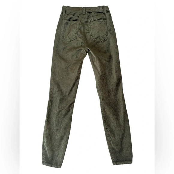 7 For All Mankind High Waist Velvet Ankle Skinny Jeans in Olive, Size 24 - Picture 4 of 6